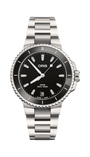 Oris Aquis Date Diamonds with a black dial and a stainless-steel bracelet