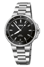 Oris Aquis Date Diamonds with a black dial and a stainless-steel bracelet