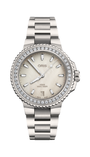 Oris Aquis Date Diamonds with cream mother of pearl dial and a stainless-steel bracelet