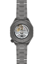 The Defy Revival by Zenith is shown from the back, revealing its exposed mechanical movement and metal bracelet.