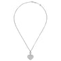 Chopards Happy Diamonds Planet necklace features a fine chain with a heart-shaped pendant adorned with clear stones and moving diamonds, displayed on a white background.