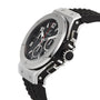 The Hublot Big Bang Original Steel wristwatch features a stainless steel case, black chronograph dial, sports-inspired design, and black textured strap with visible silver bezel screws, shown photographed at an angle.