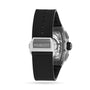 A Hublot Spirit Of Big Bang Titanium Ceramic watch with a black rubber strap, stainless steel clasp, and a display back revealing the intricate mechanism within its titanium and black ceramic case.