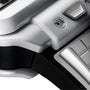 Close-up of the Hublot Square Bang Unico White Ceramic, featuring a silver digital display, Square Bang-inspired bezel, detailed casing, side buttons, and strap.
