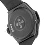 The back of the Hublot Big Bang E Gen3 Black Magic smartwatch from the iconic Big Bang collection displays charging contact points and engraved model details, highlighting its smart technology.
