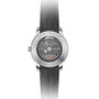 The back of the Girard-Perregaux Free Bridge highlights its automatic movement, engraved accents, and a refined black leather strap.