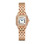 Panthère de Cartier rose gold wristwatch by Cartier featuring a diamond bezel, Roman numerals, and a linked bracelet.