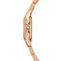 Side view of the Panthère de Cartier by Cartier, a rose gold watch featuring diamond-accented bezel and a matching metal bracelet.