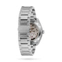 The OMEGA Seamaster Aqua Terra 150M wristwatch, featuring maritime-inspired design and a transparent case back revealing its mechanical movement, is displayed against a white background.