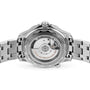 Back view of the OMEGA Seamaster Diver 300M, featuring a transparent case back that reveals the automatic movement and engraved specifications.