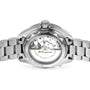 Back view of the OMEGA Seamaster Planet Ocean 600M, revealing its Master Chronometer movement through a transparent case back and paired with a stainless steel bracelet.