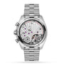Back view of the OMEGA Speedmaster Chronoscope revealing its detailed mechanical movement through a transparent case back.
