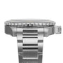 Side view of the Longines HydroConquest diving watch in stainless steel with a ceramic bezel and metal bracelet, highlighting the detailed case, crown, and bracelet links.