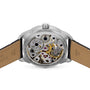 Back view of the Tissot T-Complication Squelette Mechanical watch displaying its luxury skeleton movement and visible gears through a transparent case back.