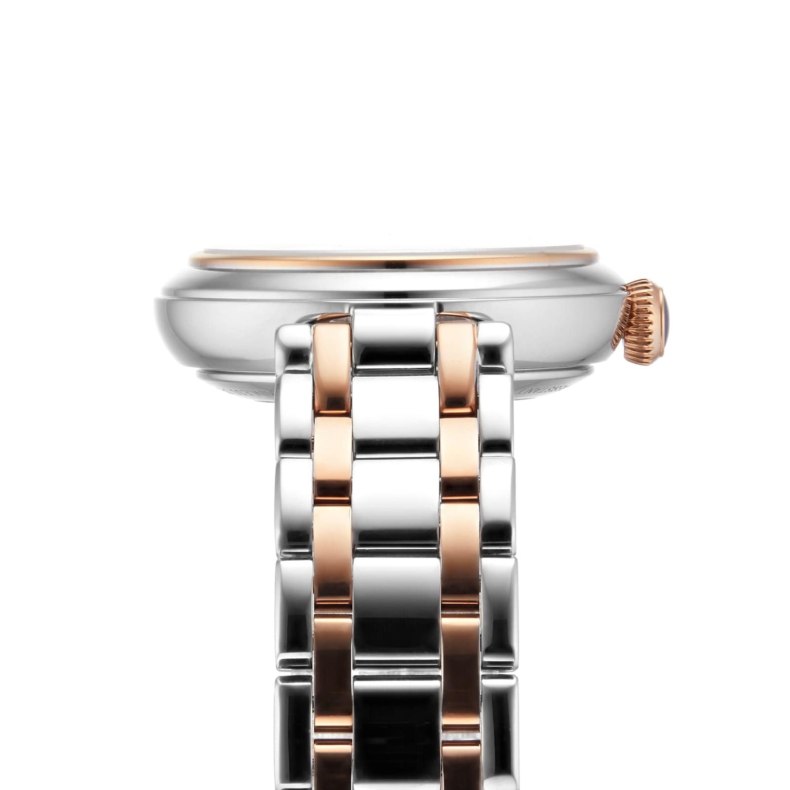 Side view of the Bellissima Automatic case and strap
