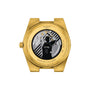 The Tissot PRX Powermatic 80 Damian Lillard Special Edition features a gold watch back engraved with a basketball player, Damian Lillards name and jersey number, plus Tissot branding and water resistance details.