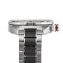 Close-up side view of a TAG Heuer Formula 1 Chronograph wristwatch with a stainless steel bracelet and a prominent crown on the right.
