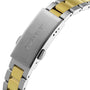 Close-up of a TAG Heuer Aquaracer Date bracelet showing stainless steel and 18K gold-tone links, with the TAG Heuer logo engraved on the clasp.