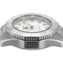 Close-up side view of the TAG Heuer Aquaracer Professional 200 sports watch with a stainless steel case, silver bezel, white dial, and diamond hour markers.