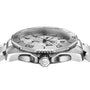 Side profile of the TAG Heuer Aquaracer Professional 200 Chronograph, a high-performance watch with stainless steel case, rotating bezel, pushers, crown, silver dial, and chronograph subdials.