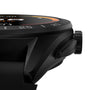 Close-up of the TAG Heuer Connected Calibre E4 Sport Edition, showcasing its round digital display, side crown, and numbered textured bezel that emphasize its advanced high-tech features.