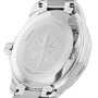 Close-up of the back of the TAG Heuer Aquaracer 200 Professional Solargraph, showing engraved text and a compass rose on its stainless steel case, emphasizing its advanced solar-powered technology.