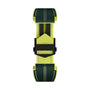 A green and yellow TAG Heuer strap with white stitching and a central black clasp, designed for the Special Edition Connected Calibre E4 Malbon Golf Edition luxury watch.