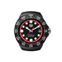 The TAG Heuer Formula 1 Solargraph features a black bezel, red accents, and white markers set against a white background.