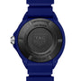 Back of a blue TAG Heuer Formula 1 Solargraph watch with engraved logo and limited edition details, one of 1500.