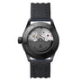 Back view of the Blancpain Fifty Fathoms Bathyscaphe showcasing its exposed mechanical movement and black strap.