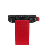 Side view of the Breitling Endurance Pro 44 in black Breitlight®, featuring a knurled crown and a red strap embossed with BREITLING—a stylish, high-performance athleisure watch.