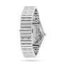 The back view of the Breitling Chronomat 32 displays its closed Rouleaux bracelet and engraved case back, emphasizing the watchs stainless steel design.