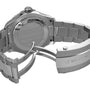 Close-up of the back and open clasp of a Breitling Superocean Automatic 46 wristwatch, highlighting engraved branding, bracelet details, and referencing the iconic 1960s Slow Motion era.