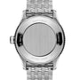 Rear view of the Breitling Navitimer Automatic 36 reveals a stainless steel case, metal bracelet, engraved model details, water resistance info, and the dependable Breitling 17 movement.