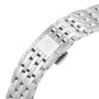 Close-up of a stainless steel Breitling Navitimer B01 Chronograph 41 bracelet with a polished clasp featuring an engraved B logo.
