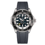 The Breitling Superocean Automatic 46 Super Diver features a stainless steel case, black and grey camo dial, black bezel, textured black rubber strap, and is powered by the reliable Breitling 10 calibre.