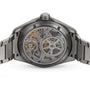 Close-up of the Oris ProPilot X Calibre 115’s titanium case back reveals its intricate mechanical movement.