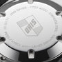 Close-up of the Oris Divers Sixty‑Five Swiss watchs stainless steel case back, featuring engraved details and the Oris logo.