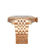 Side view of the Oris Big Crown Bronze Pointer Date, featuring a textured crown and a polished metal link band.