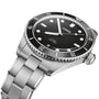 The Oris Divers Date is a stainless steel watch featuring a black dial, rotating bezel, luminous markers, automatic movement, and 200m water resistance.