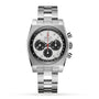 The Zenith Chronomaster Revival El Primero A384 is a stainless steel watch with a panda dial, black subdials, date at 4:30, tachymeter scale, metal bracelet, three right-side pushers, and runs on the El Primero calibre.