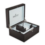 Open black Zenith Chronomaster Sport watch box with light interior, compartments, and Zenith logo on the inside lid.