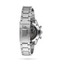 The Zenith Chronomaster Sport is a stainless steel watch featuring an El Primero 3600 chronograph movement, visible through its transparent case back and shown from the side to highlight the bracelet and clasp.