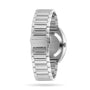 The Rado DiaStar Original stainless steel watch features a sapphire crystal, closed clasp, and an exhibition caseback, displayed from the rear on a white background.