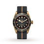 The TUDOR Black Bay Bronze dive watch features a green dial, bronze bezel, and green fabric strap with a bronze stripe—ideal for fans of premium mechanical diver’s watches.