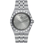The TUDOR Royal is a silver wristwatch with an integrated bracelet, featuring a silver dial with diamond hour markers, day at 12 o’clock, and date at 3 o’clock—an automatic sport-chic statement.