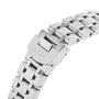 Close-up of a brushed silver TUDOR Royal metal watch bracelet clasp.