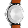 The back case of the IWC Schaffhausen Portofino Chronograph features engravings: INTERNATIONAL WATCH CO., PORTOFINO, a 3 bar water resistance symbol, and serial number 2345678. This elegant chronograph blends style and precision.
