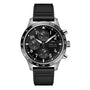 The IWC Schaffhausen Pilots Watch Performance Chronograph 41 AMG features a titanium case, black dial with three subdials, day/date display, tachymeter scale, sapphire glass, and a black rubber strap.