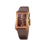 The Patek Philippe Gondolo 4962/200R-001 is a luxurious rose gold watch featuring a brown floral dial, red gemstone accents, and a brown leather strap.